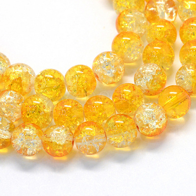 Baking Paint Transparent Crackle Glass Round Bead Strands DGLA-Q018-8mm-42-1