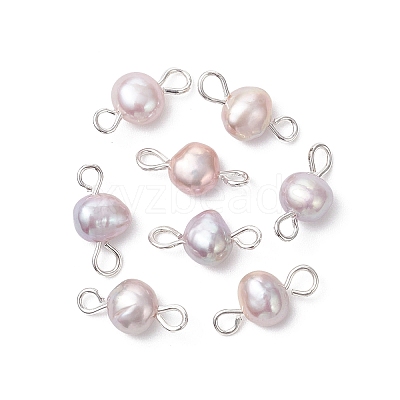 16Pcs 2 Colors Natural Cultured Freshwater Pearl Potato Connector Charms PALLOY-JF04663-1
