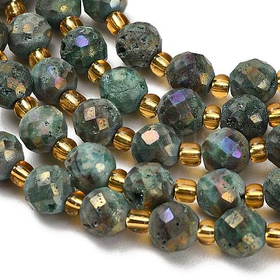 Electroplated Natural Druzy Geode Crystal Beads Strands G-F833-P01-8mm-03-1