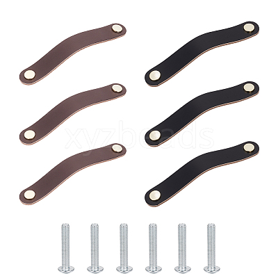 6 Sets 2 Colors Oval Leather Cabinet Handles FIND-HY0003-57-1