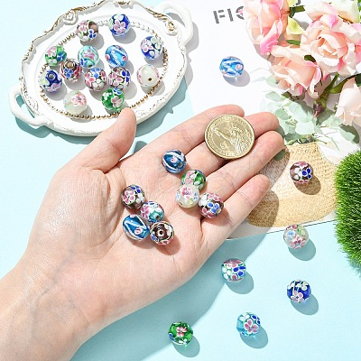 14Pcs 7 Colors Handmade Lampwork Beads LAMP-YW0004-09-1