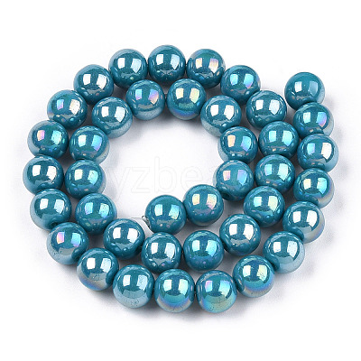 Electroplate Opaque Glass Beads Strands LS-GLAA-T032-P10mm-AB13-1