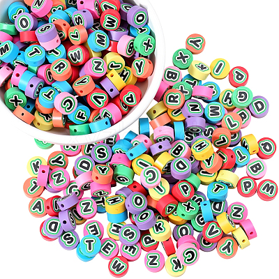 400Pcs Printed Handmade Polymer Clay Beads CLAY-PA0001-35-1