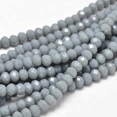 Faceted Rondelle Glass Beads Strands X-GLAA-I033-6mm-21-1