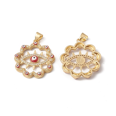 Rack Plating Brass Enamel Pendants KK-D087-27G-1