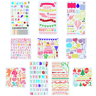 2 Sets 2 Styles PET Hollow Out Plastic Drawing Painting Stencils Templates AJEW-GF0006-91D-1