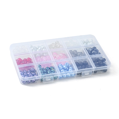 300Pcs 15 Styles Glass Beads GLAA-FS0001-46-1
