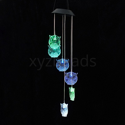 LED Solar Powered Owl Wind Chime HJEW-I009-09-1
