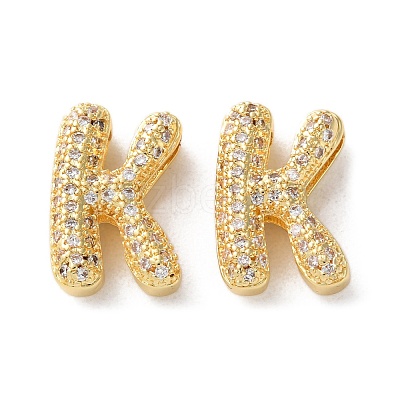 Rack Plating Brass Micro Pave Cubic Zirconia Slide Charms KK-C084-34G-K-1