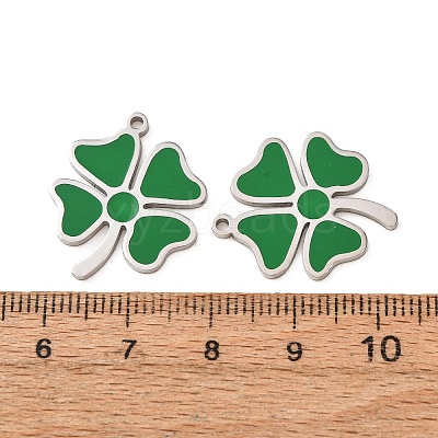 304 Stainless Steel with Green Enamel Pendants SA-CBA061A-04P-1