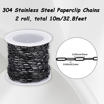 10M 304 Stainless Steel Paperclip Chains CHS-SC0001-11-1