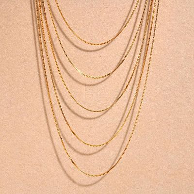 304 Stainless Steel Box Chain Multi Layered Necklaces for Women NJEW-U025-01G-03-1