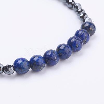 Faceted Non-Magnetic Synthetic Hematite Beads Stretch Bracelets BJEW-JB03265-1