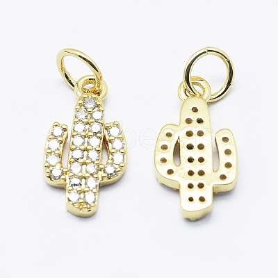 Brass Micro Pave Cubic Zirconia Charms ZIRC-G130-26G-01-NR-1