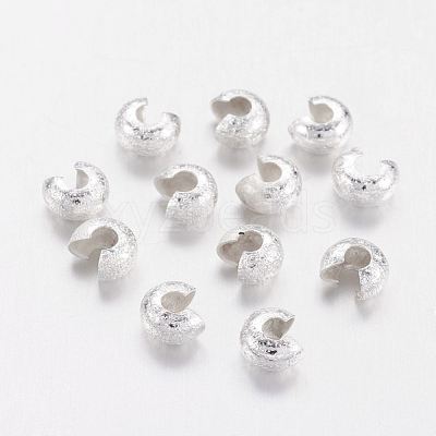 Brass Crimp Beads Covers X-KK-G016-S-NF-1