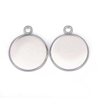 304 Stainless Steel Pendant Cabochon Settings STAS-F191-14S-G-1