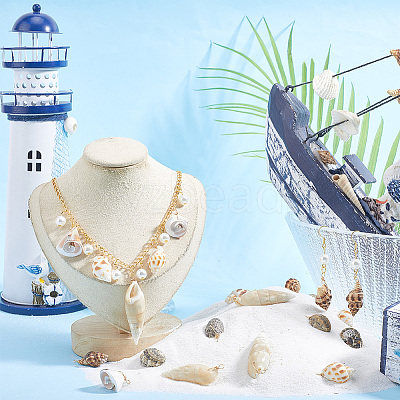 30Pcs 5 Styles Natural Mixed Shell Pendants PALLOY-GO00046-1
