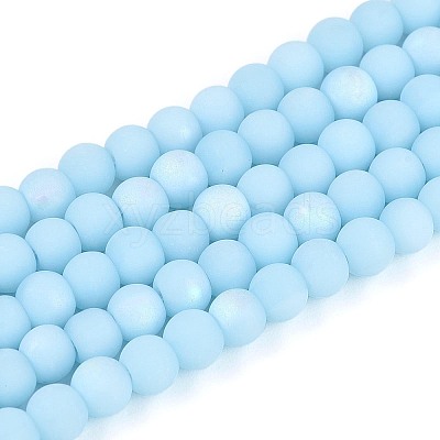 Frosted Opaque Glass Beads Strands GLAA-T032-P4mm-MBB10-1