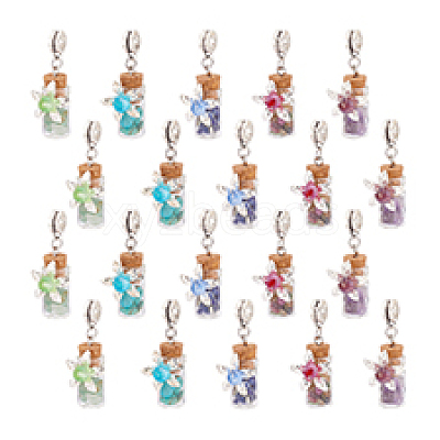 20Pcs Mixed Gemstone European Dangle Charms FIND-PH0020-43-1