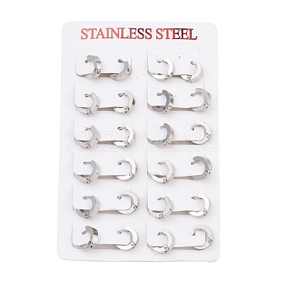 304 Stainless Steel Huggie Hoop Earrings EJEW-O087-09E-P-1