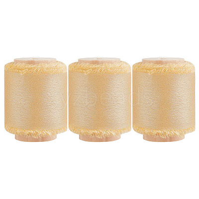 3 Rolls Polyester Satin Frayed Ribbon OCOR-DR0001-03C-1