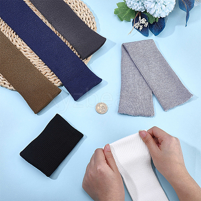 6Pcs 6 Colors Cotton Spandex Long Elastic Rib Cuffs AJEW-GF0014-32-1