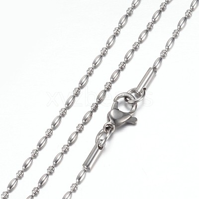 Non-Tarnish 304 Stainless Steel Beaded Necklaces STAS-E443-72C-1