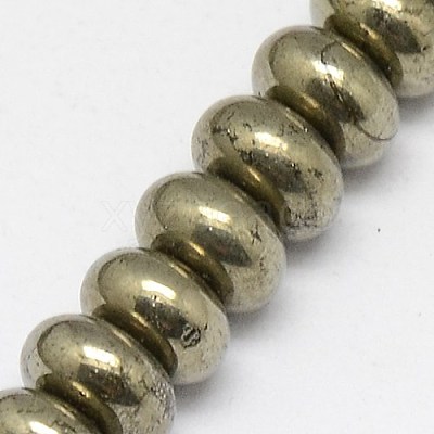 Natural Pyrite Beads Strands G-L032-8x5mm-01-1
