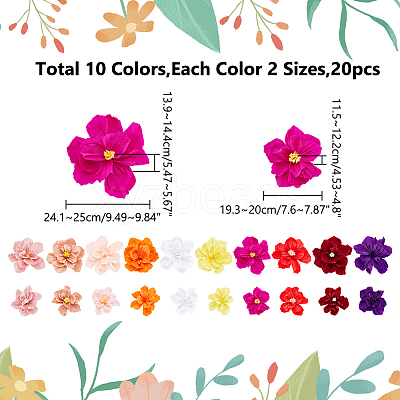 20Pcs 20 Styles Crepe Paper Flowers Decoration for Wall AJEW-WR0001-94-1
