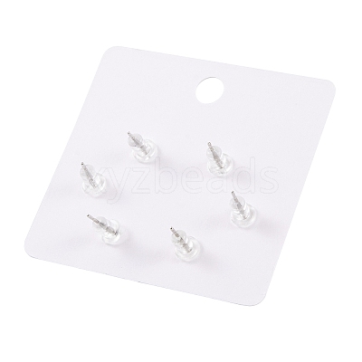 6 Pcs Brass Micro Pave Clear Cubic Zirconia Ear Studs EJEW-S218-01P-05-1