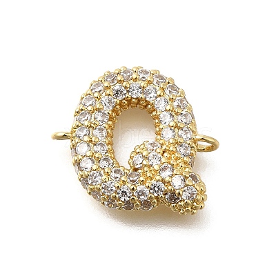 Brass Micro Pave Cubic Zirconia Letter Links KK-I717-04Q-1