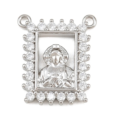 Brass Micro Pave Clear Cubic Zirconia Pendants KK-CBA6A75-48A-P-1