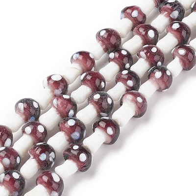 Mushroom Handmade Lampwork Beads Strands LAMP-R116-10-1