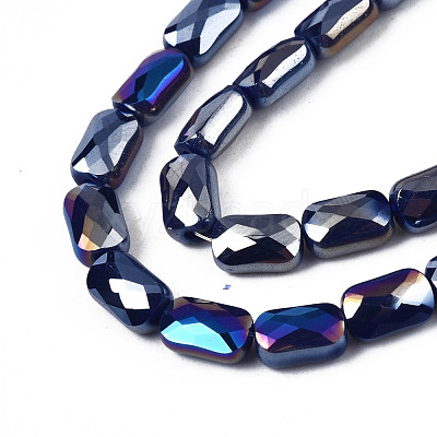 Electroplate Opaque Solid Color Glass Beads Strands EGLA-N002-25-B-1