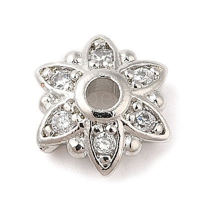 Rack Plating Brass Micro Pave Cubic Zirconia Bead Caps KK-M248-10P-1