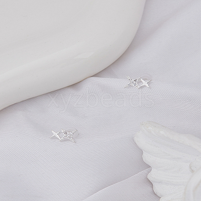 1 Pair Brass Rhinestone Stud Earrings EJEW-LP0004-80-1