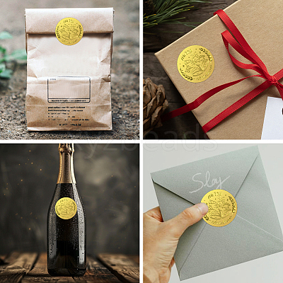 Plastic Self Adhesive Gold Foil Embossed Stickers DIY-WH0211-411-1