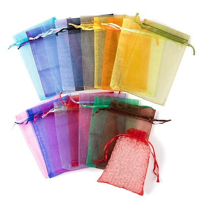 90Pcs 18 Style Organza Bags Jewellery Storage Pouches Wedding Favor Party Mesh Drawstring Gift OP-LS0001-05-1