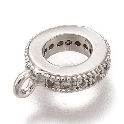 Brass Micro Pave Clear Cubic Zirconia Charms ZIRC-B002-43P-1