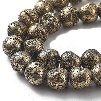 Electroplated Natural Lava Rock Beads Strands G-A251-D01-01J-1