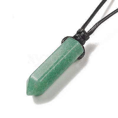 Natural & Synthetic Mixed Gemstone Bullet Pendant Necklace with Waxed Cords for Women NJEW-M196-02-1