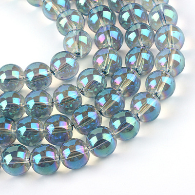 Electroplate Glass Beads Strands EGLA-Q062-8mm-A01-1