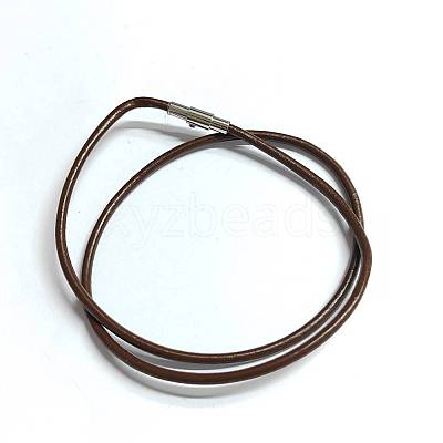 Leather Cords Double Loops Wrap Bracelet with Stainless Steel Clasps BJEW-PH01656-01-1