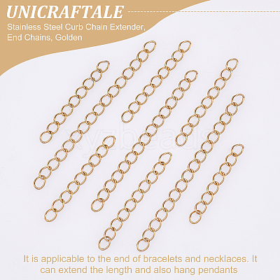 100Pcs 2 Style 304 Stainless Steel Curb Chain Extender STAS-UN0038-14G-1