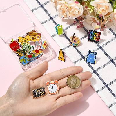 16Pcs 16 Styles Back To School Theme Enamel Pin JEWB-CJ0003-60-1