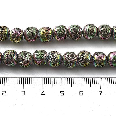 Electroplated Natural Lava Rock Beads Strands G-A251-E01-01I-1