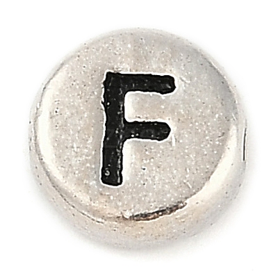925 Sterling Silver Flat Round with Letter Beads STER-G044-01AS-F-1