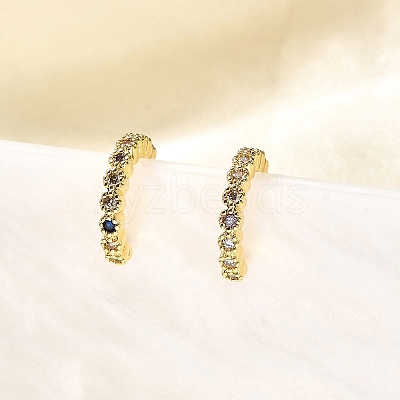 Brass Micro Pave Cubic Zirconia Cuff Earrings ZIRC-H109-06G-1