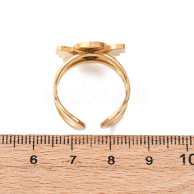 304 Stainless Steel with Enamel Cuff Rings for Women RJEW-Z116-01G-06-1