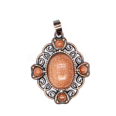 Retro Hollow Synthetic Goldstone Pendants PW-WG7B8C5-18-1